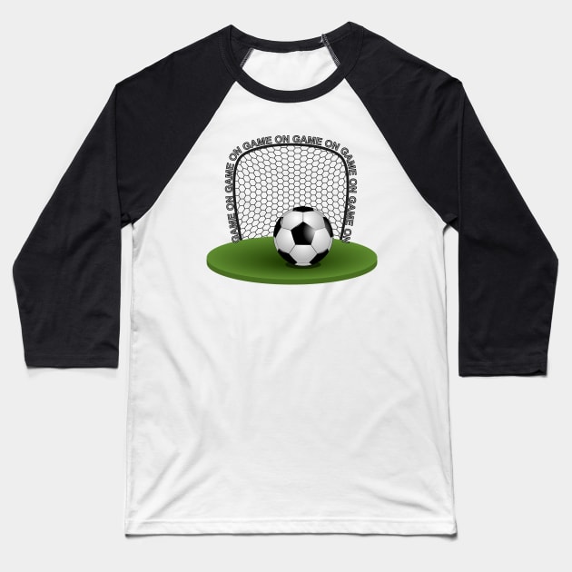 Soccer Ball - Goal Net Baseball T-Shirt by Designoholic
